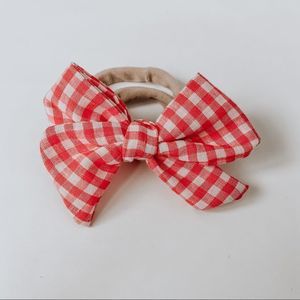 Red White Gingham Picnic Bow Headband